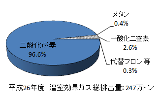 温室効果ガス排出量の内訳の円グラフ